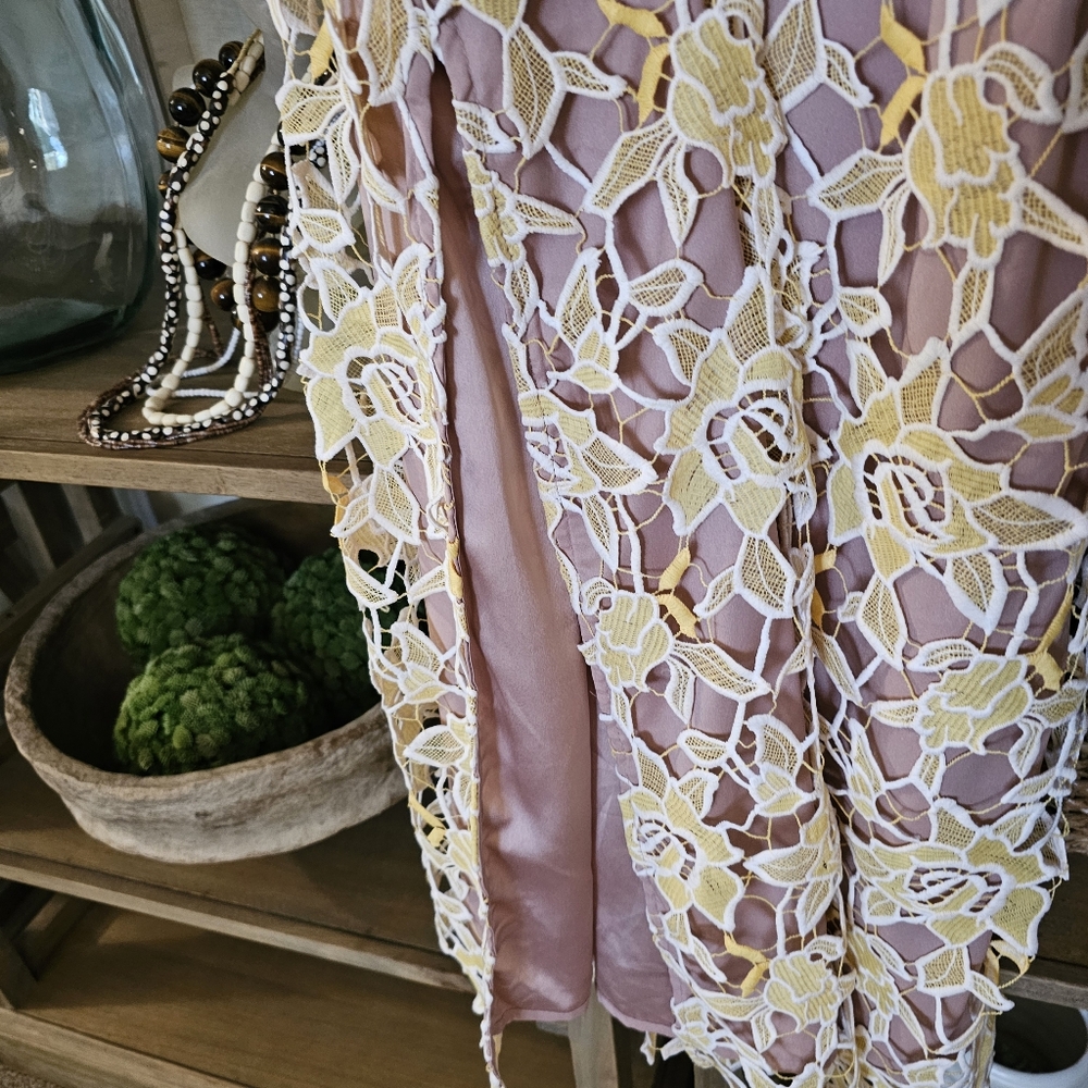 Revolve NBD Donna Dress Sunshine Nude Lace Cocktail Dress M - Picture 6 of 8